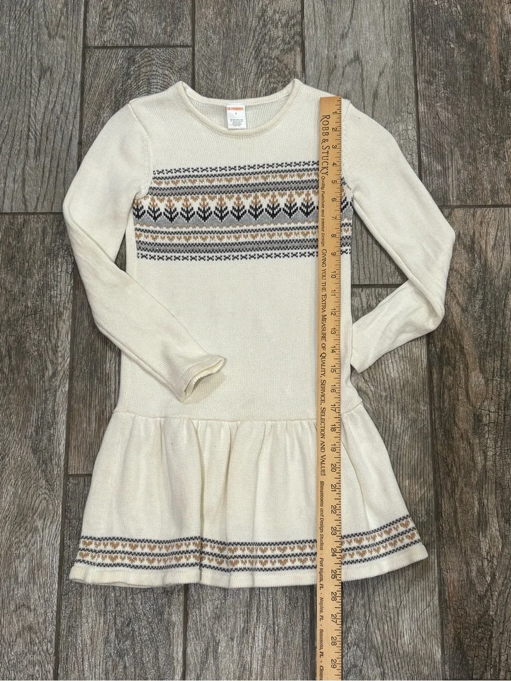 Gymboree Cream Knit Long-Sleeve Dress with Fair Isle Accents